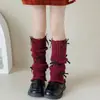 Meias Infantis Estilo Outono e Inverno Meias Amontoadas Meias de Lã Tricotadas para Meninas Meia-panturrilha Lolita Espessas Quentes Coberturas de Meia