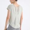 Camiseta deportiva de manga corta de secado rápido para mujer, transpirable, holgada, para fitness, para correr al aire libre, ropa de yoga