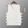 Colete de linho casual de verão Colete de algodão e linho Colete Moletom masculino Retro Fivela Jaqueta Magma estilo chinês Sem mangas Camisa velha