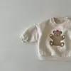 Roupas Infantis Estilo Coreano Outono Inverno Bebê Recém-nascido Macio Fofo Ursinho Forrado com Lã Capuz Estiloso Tendência Roupas Infantis de Manga Longa com Desenho
