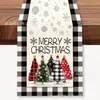 Caminho de Mesa de Natal Novo Transfronteiriço da Amazon, Venda Direta da Fábrica Jogo Americano Estampado com Árvore de Natal e Papai Noel