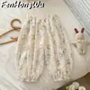 Pantalones Antimosquitos Rosas para Niñas, Estilo Delgado de Verano, Nuevos Pantalones de Linterna Florales de Moda, Pantalones Jogger Casual Elegantes