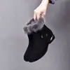 Botines Bajos con Cremallera Lateral Nuevos de Otoño e Invierno Zapatos de Mujer Zapatos de Algodón Talla Grande Botas de Piel Talla de Mujer 35-41