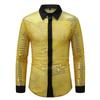Estilo Comércio Exterior Corpo Grande Escala de Bolinhas Camisa para Boate Roupas de Performance Masculinas Design de Lantejoulas Camisa Masculina de Manga Longa com Lapela