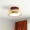 Lámpara de Techo para Pasillo Estilo Platillo Volador Nórdico Color Crema Lámpara de Techo para Balcón Lámpara de Entrada de Cristal Estilo Antiguo para Vestidor