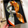 Lenço floral geométrico estilo coreano combinação de cores lenço de seda floral lenço quadrado feminino imitação de seda 70x 70cm lenço xale