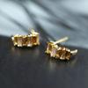 Día de otoño dorado ~ Pendientes de clip de oreja marrón Maillard de principios de otoño sin orificios para las orejas Pendientes de placa de incienso de mosquitos de caramelo para mujer Pendientes de sentido avanzado