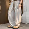 Calça de Moletom Knitted Scimitar Estilo Old Money Masculina Outono e Inverno Calça de Veludo Cotelê Retrô Calça Casual de Perna Larga com Caimento de Alta Qualidade