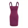 Vestido Elegante de Cor Sólida com Alças para Mulheres, Primavera/Verão 2026, Vestido Curto Bodycon que Afina a Cintura