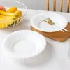 Plato Cerámico Estilo Simple Creativo Jingdezhen Porcelana de Hueso Blanca Pura Vajilla Cerámica Plato Hondo para Sopa Plato Grande para Cena