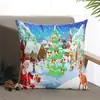 Funda de Almohada Navideña Transfronteriza con Impresión Digital, Funda de Cojín para Sofá con Atmósfera de Dibujos Animados, Cojín para Decoración del Hogar en la Sala de Estar