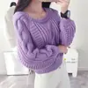 Comercio exterior europeo y americano otoño e invierno nuevo suéter de punto holgado con cuello redondo trenzado, suéter de punto para mujer estilo casual