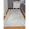 Alfombra Blanca Larga de Felpa para Sala de Estar Mesa de Café Felpudo Engrosado Dormitorio Mesita de Noche Simple Imitación Lana Celebridad de Internet Gris
