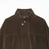 Comercio Exterior Transfronterizo Primavera y Otoño Nueva Moda Chaqueta Corta de Gamuza para Mujer con Cuello Alto, Mangas Largas, Plisada y Cremallera Corta