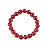 Pulsera de Ágata Natural Roja, Amarilla, Blanca, Verde y Negra en Forma Redonda de un Solo Círculo, Calcedonia de Superficie Lisa, Estilo Unisex, Venta al por Mayor 6-14 mm