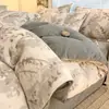Cama de veludo de leite classe A, conjunto de quatro peças, veludo esculpido de inverno, veludo coral, forrado com lã, capa de edredom quente e grossa, conjunto de três peças
