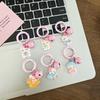 Lindo Llavero de Campana de Dibujos Animados KT Rosa Dulce Corazón de Niña Colgante para Bolsa de Estudiante para Novia Pequeño Regalo