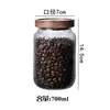 Frasco de Vidrio para Snacks de Tubo Recto con Tapa de Madera de Acacia, Varios Tamaños Frasco de Vidrio Transparente para Almacenamiento de Granos, Frasco Sellado para Té