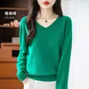 Otoño 2026 Cuello en V Manga Larga Grosor Medio Forro Polar Andy Capa Base para Mujer Temperamento Elegante Artístico Viaje de Negocios Ventas Transfronterizas