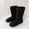 5815 Botas de Neve Integradas de Pele de Ovelha de Cano Alto para Mulheres, Sapatos de Neve Engrossados e Forrados com Lã para Outono e Inverno, Botas de Algodão, Quentes no Atacado