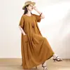 Vestido de Algodão e Seda de Alta Qualidade para Mulheres de Meia-Idade e Idosas, Verão Emagrecedor Tamanho Grande Mãe Saia Longa de Algodão Artificial, Fashion e Versátil