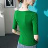 Camisa básica de cuello cuadrado francés modal para mujer, manga corta, verano 2023, nuevo estilo, diseño elegante, camiseta de manga corta de verano