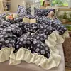 Estilo Princesa Francesa Conjunto de Quatro Peças Grande Renda Leite Fleece Ins Fresco Espessado Quente Estilo Coreano Capa de Edredom Dormitório Três 4