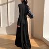Traje Combinado Estilo Tweed Hepburn Invierno Profundo para Mujer 2024 Nuevo Otoño e Invierno Jersey Pequeño Interior a Juego Falda Conjunto de Dos Piezas