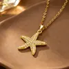 Colar de Luxo Leve Estrela de Cinco Pontas Versátil Exquisito Corrente de Aço Inoxidável para Mulheres