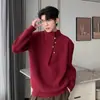 Otoño 2024 Nuevo Estilo Gris Cuello Alto Suéter de Punto para Hombre Color Sólido Exquisito Estilo Coreano Marca de Tendencia Moda Suéter para Hombre