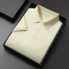 Camisa Polo de Seda Helada Fresca de Manga Corta para Hombre 2025 Nueva de Color Sólido de Alta Gama Multicolor de Manga Corta