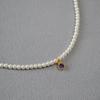 Elegante Colar Redondo Inspirado em Chanel Estilo Francês Alto Brilho Pérola Pequena Zircônia Colorida Minimalista Corrente Clavícula