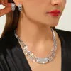 Conjunto de colar e brincos best-seller transfronteiriço europeu e americano em liga de prata com diamantes, joias femininas, estilo de moda de luxo leve