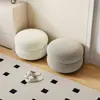 Taburete redondo de uso doméstico estilo crema, taburete pequeño para la sala de estar, taburete para cambiarse los zapatos en la entrada, taburete de sofá, taburete bajo, banco pequeño, otomana, mesa de centro