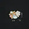 Flor de resina imitação de concha com pérola incrustada disco de strass fivela de diamante acessórios de liga pulseira diy acessórios para roupas