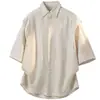 Camisa Marrom Fina de Verão Falsa Duas Peças para Homem, Top Desconstruído de Manga Curta Estilo Old Money, Camisa Casual Versátil para Homem