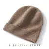 Gorro de Punto Grueso Cálido para Exteriores Unisex de Cachemira Otoño Invierno Color Sólido Casual con Puño