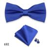 Gravata Borboleta Listrada Cor Sólida Abotoaduras Quadrado Quadrado Terno de 3 Peças Banquete de Casamento Acessórios de Vestuário Masculino vermelho vinho Gravata