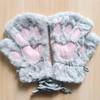 Invierno Lindo Dibujo Animado Gato Niñas Guantes Cálidos sin Dedos Engrosados Felpa Pata de Oso Medio Dedo Guantes Garra de Gato