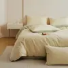 2026 Novo Conjunto de Roupa de Cama de Algodão Quatro Peças 100% Algodão Flanela Escovada Grau para Dormir Nu Lençol de Casa Capa de Edredom Classe A Estilo Simples