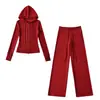 Traje Deportivo Cálido de Yoga Derong Conjunto de Dos Piezas Otoño e Invierno Nuevo Versátil Ajustado Sudadera Chaqueta Pantalones Rectos de Pierna Ancha