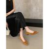 Zapatos Planos Retro Franceses para Commuter con Punta Fina y Tacón Grueso para Mujer 2025 Nuevo Estilo con Encaje para Falda Zapatos de Abuela para la Noche Zapatos de Trabajo