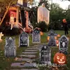 Inserts de Lápide de Halloween Decorações de Cemitério para o Feriado com Caveira Morcego Caveira Lápide Rasgada Gramado Quintal Inserções