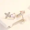 Pendientes Europeos y Americanos Más Vendidos para Mujer, Temperamento Simple, Dulce, Versátiles, Personalizados, Diamante de Polvo de Zirconia, Pendientes de Trébol de Cuatro Hojas, Creativos