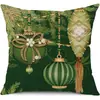 Juego de Fundas de Almohada Transfronterizas para Navidad Europea y Americana, Funda para Cojín de Sofá de Sala de Estar, Funda para Almohada de Cintura con Reno Papá Noel Árbol, Suministro de Fábrica