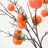 Decoração de Ano Novo 2025 6 Flores Caqui Congelado Arranjo de Flores de Véspera de Ano Novo Decoração de Romã para Sala de Estar Arranjo de Flores de Ano Novo