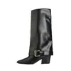 Botas Largas Elegantes de Tacón Grueso y Punta Fina 2026 Otoño/Invierno Nuevo Estilo Adelgazantes de Tacón Alto para Pantalón Botas de Moda Versátiles de Nicho para Mujer