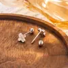 Brincos Pequenos de Flor de Trevo de Quatro Folhas com Parafuso, Superfície Fotossensível, Frescos e Estilosos, Versáteis para Uso Diário, Não Precisam Ser Removidos ao Dormir, Joia de Orelha Feminina