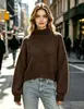 Ropa de mujer transfronteriza 2026 suéter liso de cuello semi-alto para mujer, top de punto de otoño e invierno, camiseta básica, estilo nuevo