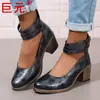 Juyuan 2026 Amazon Shopee Sitio Independiente Comercio Exterior Europeo y Americano Retro Talla Grande 36-42 Tacón Grueso con Cremallera Trasera